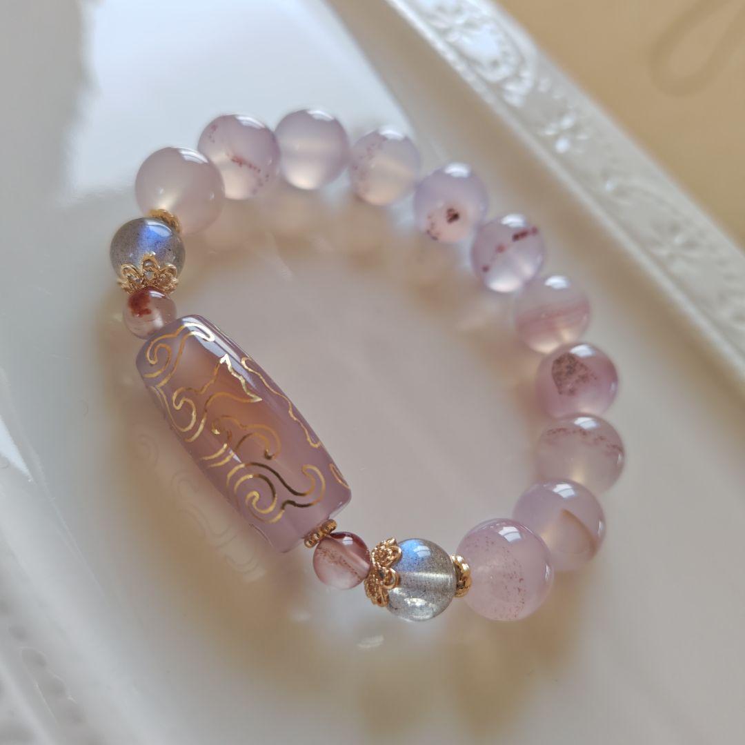 専用です♡金線　如意蓮天珠とシナバーインカルセドニーのブレスレット