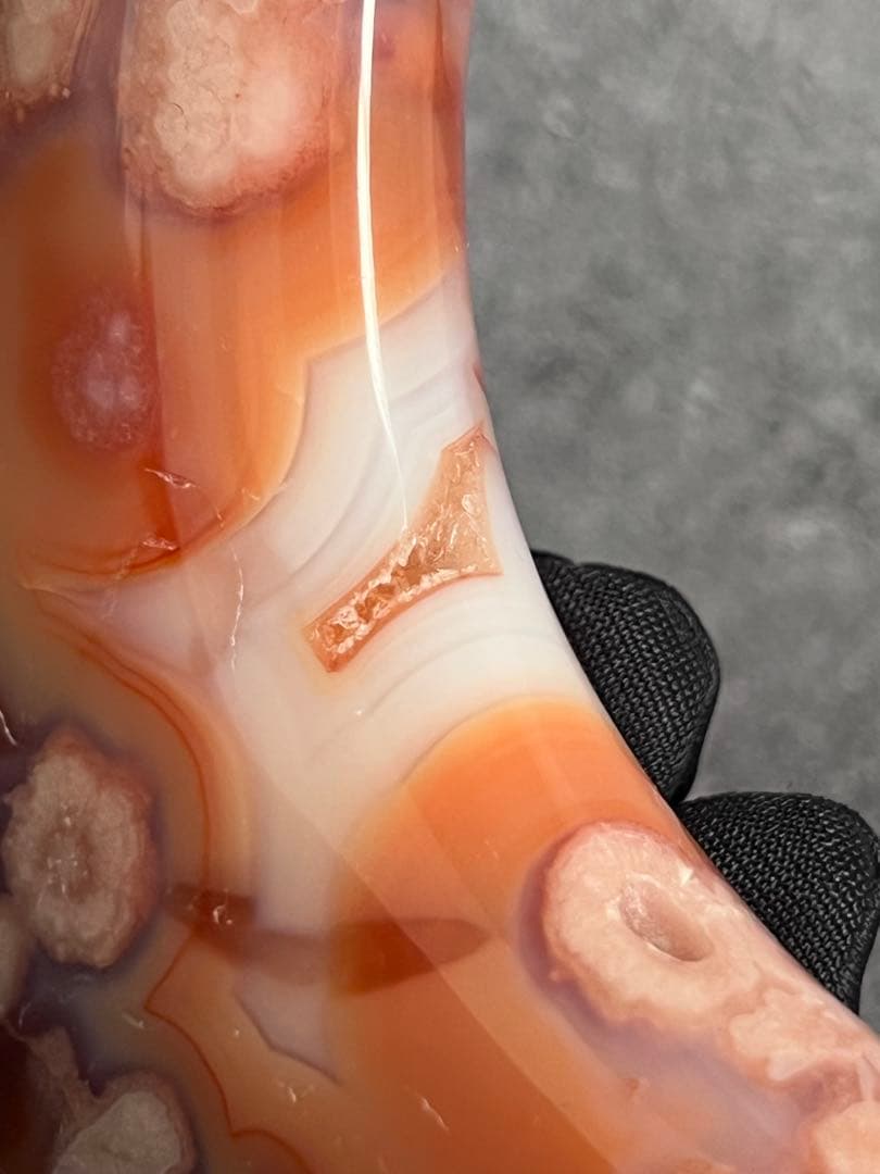 高品質　カーネリアン　フラワーアゲート　桜瑪瑙　月　ムーン　台座付き