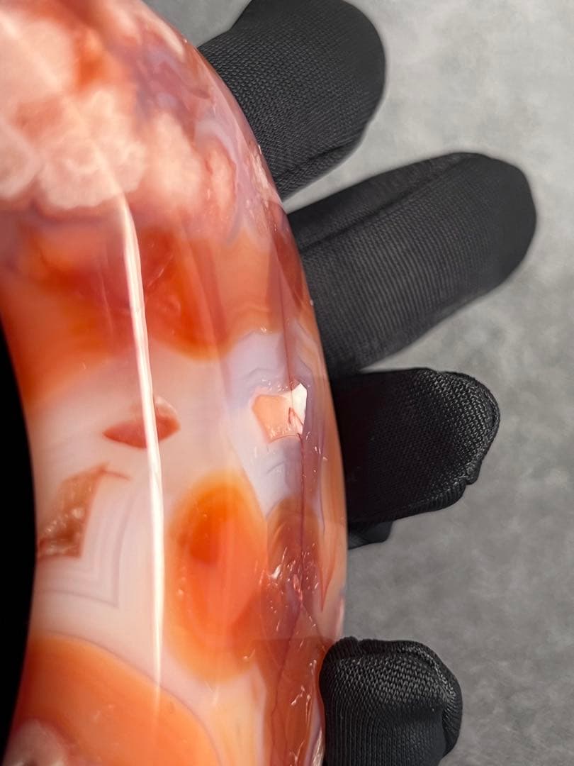 高品質　カーネリアン　フラワーアゲート　桜瑪瑙　月　ムーン　台座付き