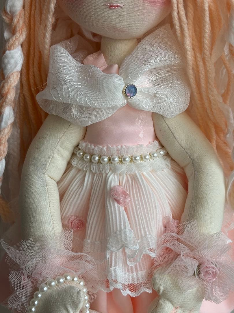ハンドメイド 人形 ドレス オレンジ 女の子 ロングヘア