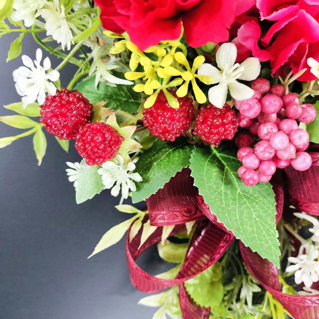 商品名【咲華】華やか❤️カーネーションの花束風スワッグリース 春リース玄関リース