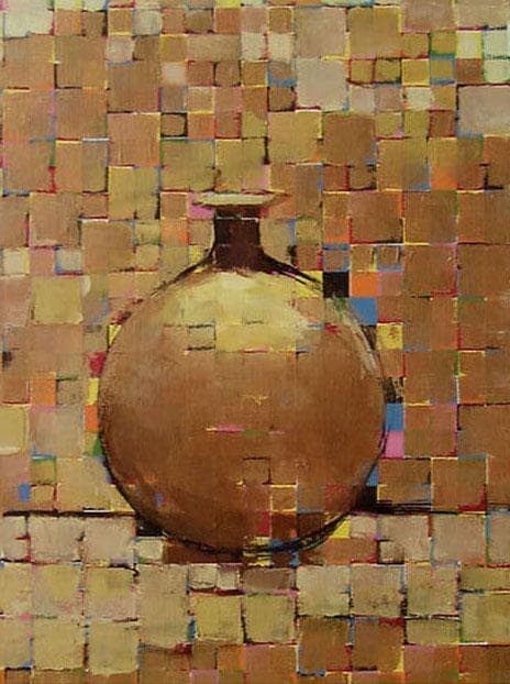 油絵 菅家令子絵 絵画インテリア額付(黒) uF6-060603 静物 花瓶 壺