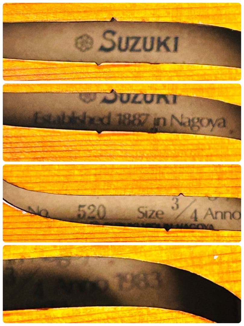 SUZUKI　スズキ　バイオリン　No.520　3/4　虎杢　杉藤　弦楽器