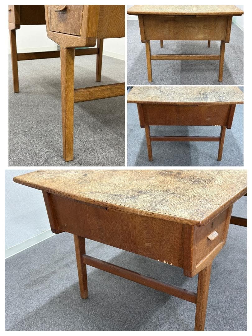 北欧ヴィンテージ　デンマーク　デスク　両面引き出し　天板拡張　ダイニングテーブル
