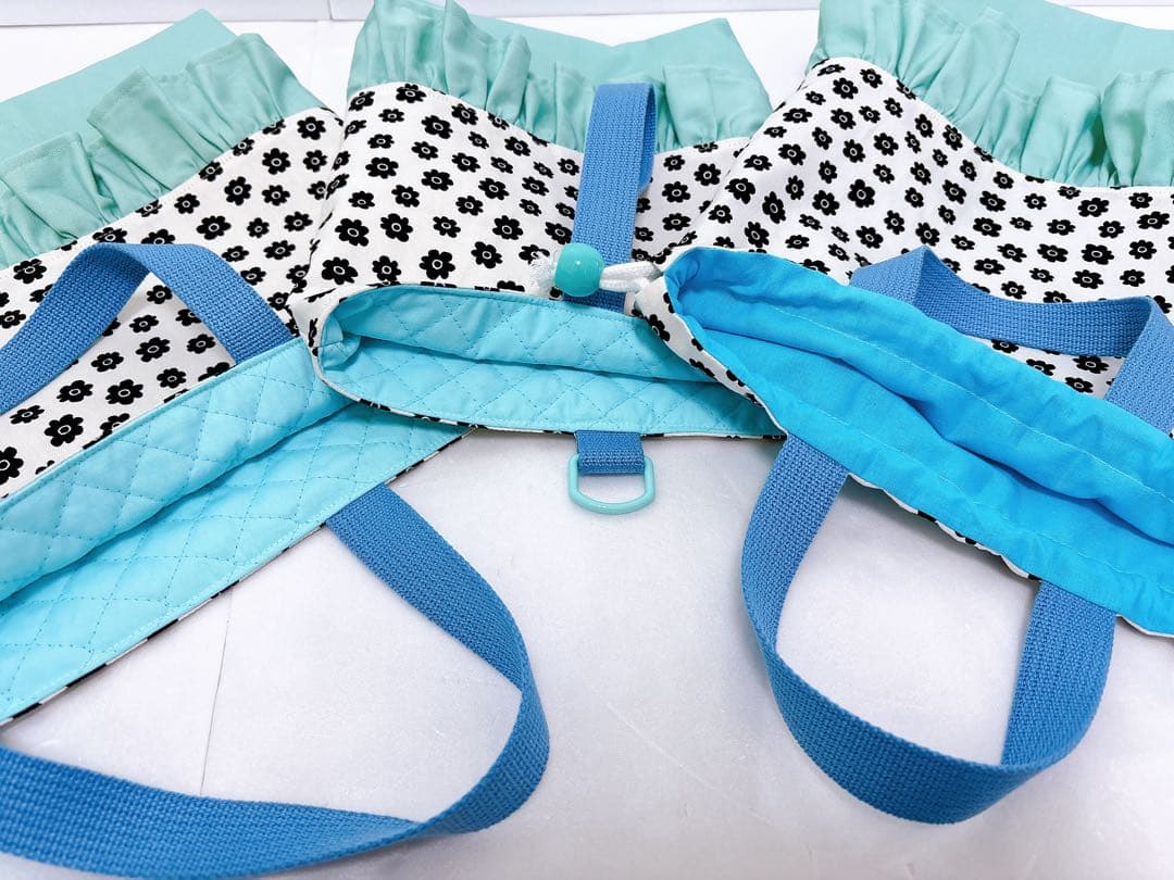 入園入学準備グッズ♡3点セット♡北欧花柄✖️ミント♡フリル