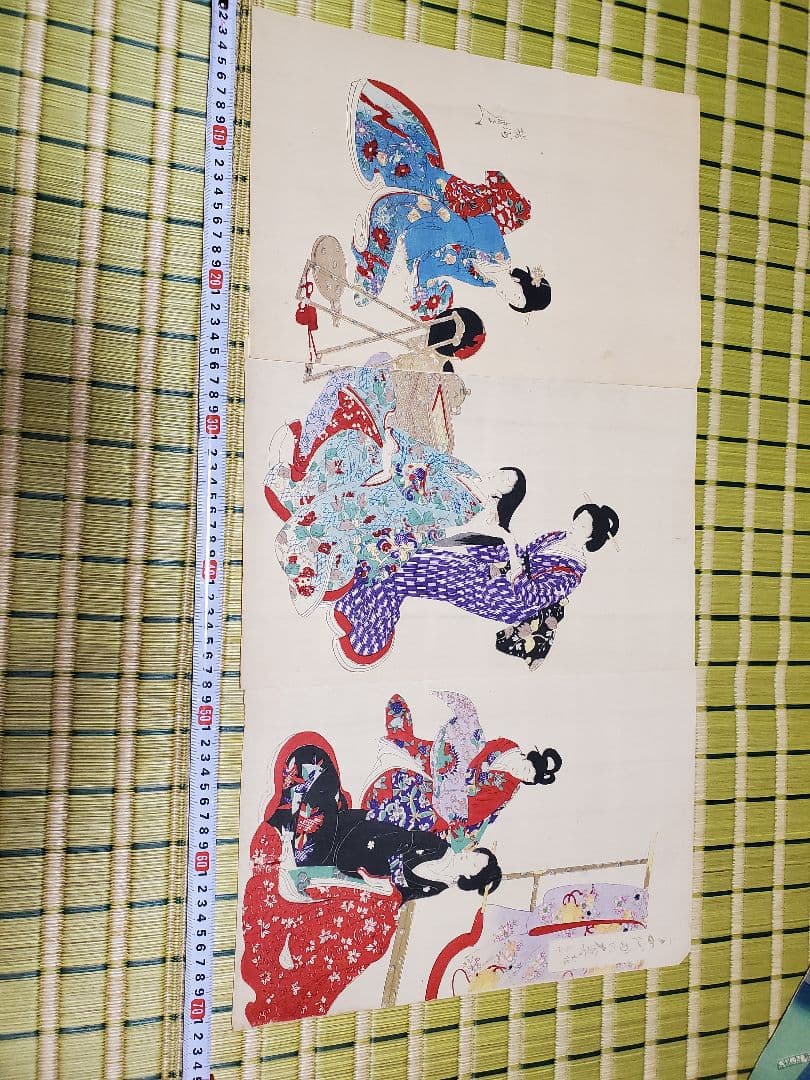 【浮世絵版画】揚州周延『千代田の大奥 お櫛あげ』三枚続きUkiyo-e