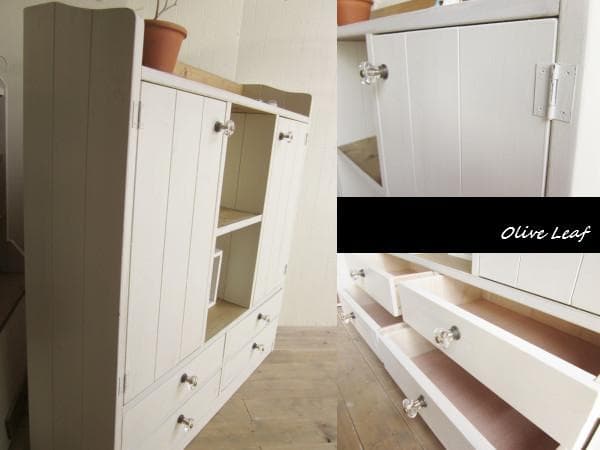 サイズ、デザインオーダー可！●２扉４引出キャビネット●シャビーホワイト●受注製作