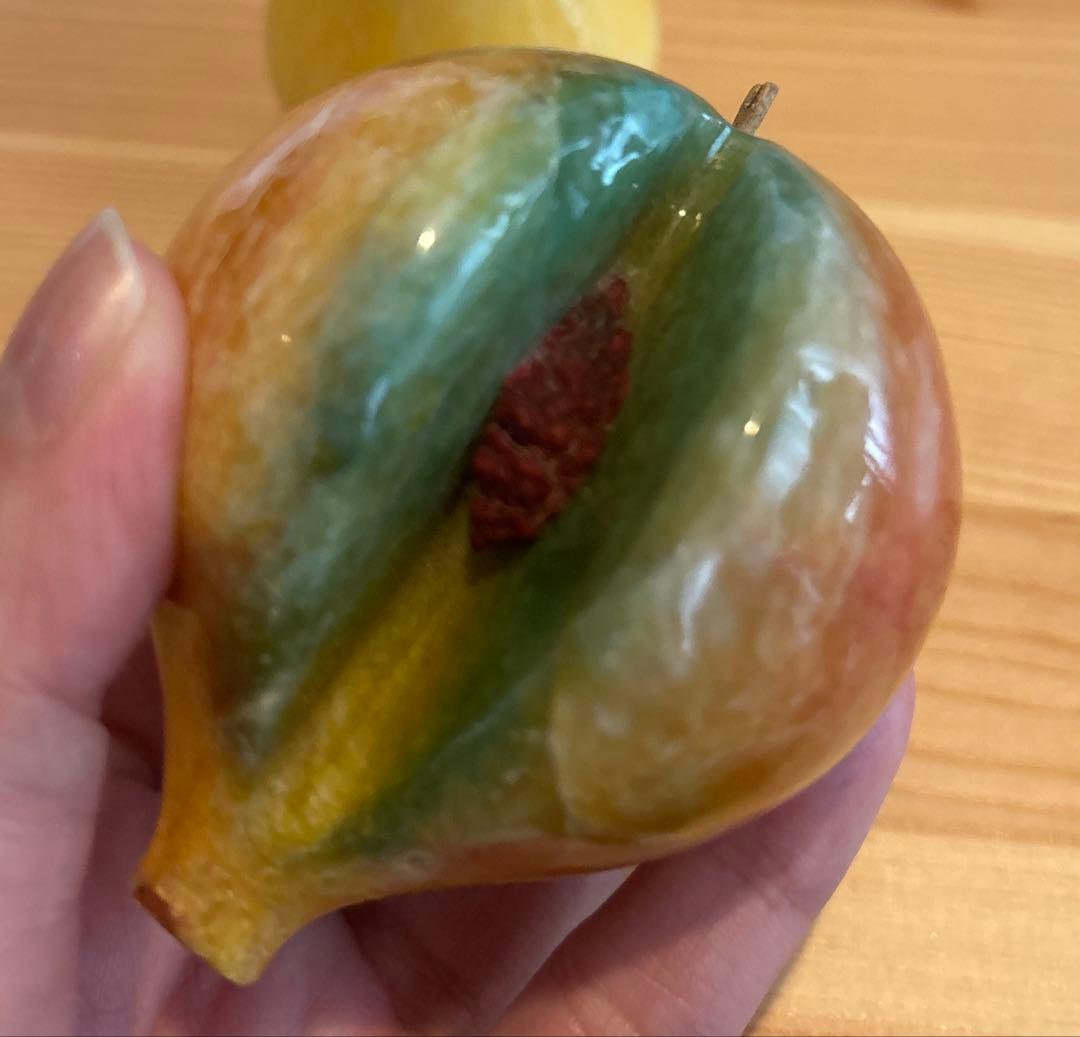 天然石　ヴィンテージ　オブジェ　置物　ペーパーウェイト　フルーツ　果物