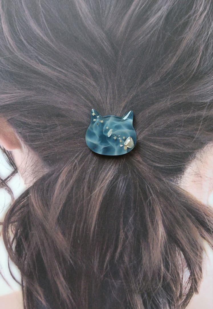 海デザイン シェルライン 猫ちゃん ヘアゴム
