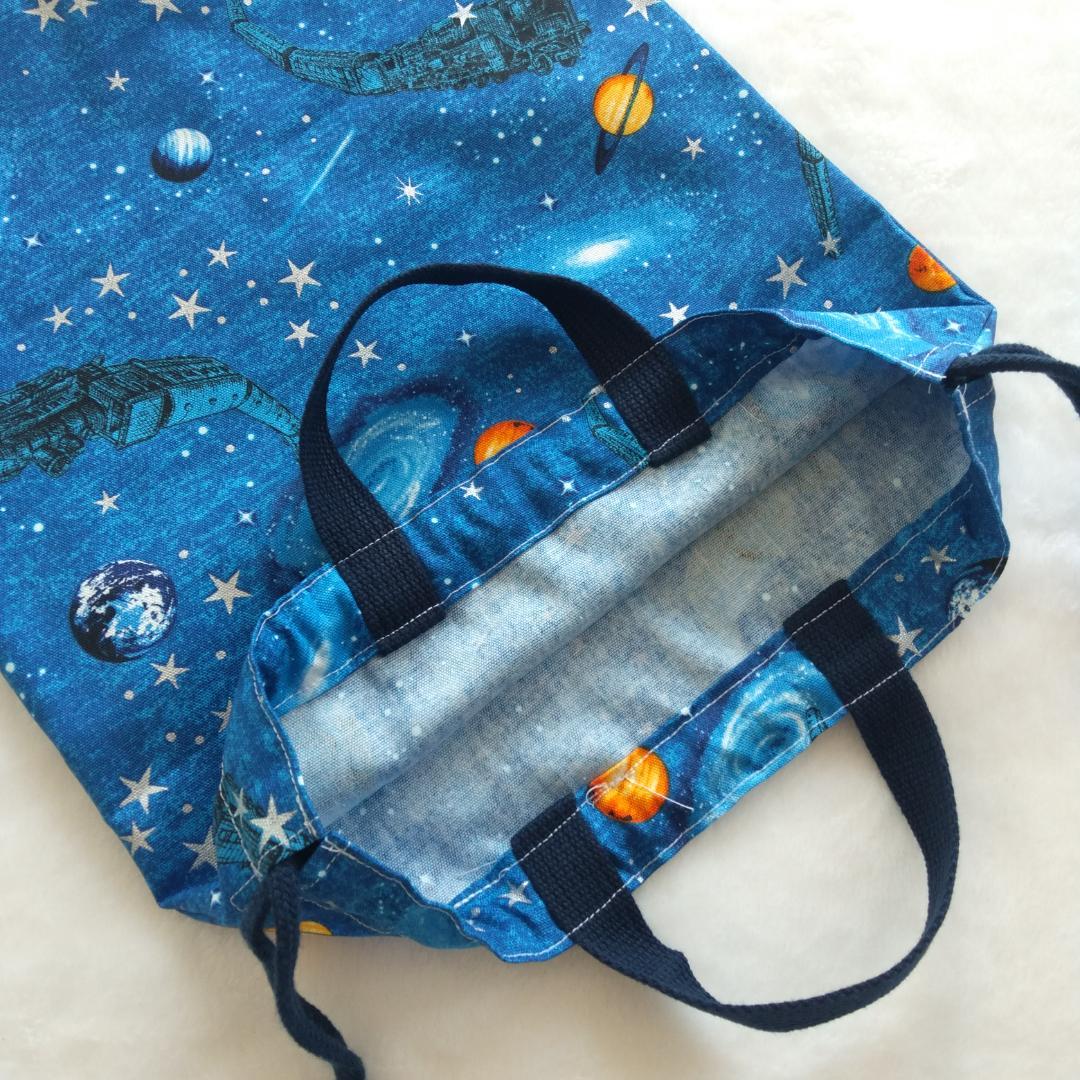 宇宙★鉄道★入園入学6点セット 男の子　レッスンバッグ　キルト 青　ブルー