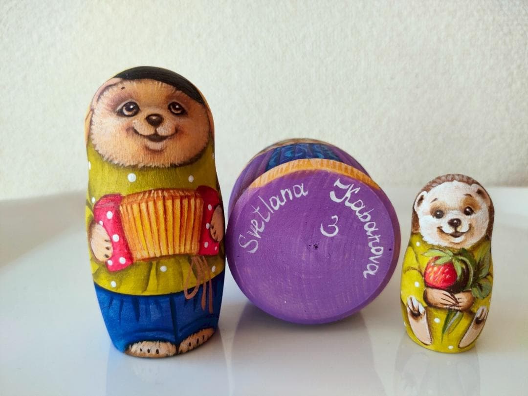 【KV015】11cm級 マトリョーシカ カバノヴァ　くまの親子