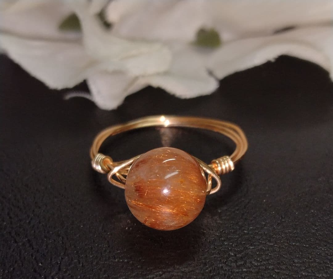 Kgf14 希少石 天然石 タイガールチルクォーツ ラウンド リング