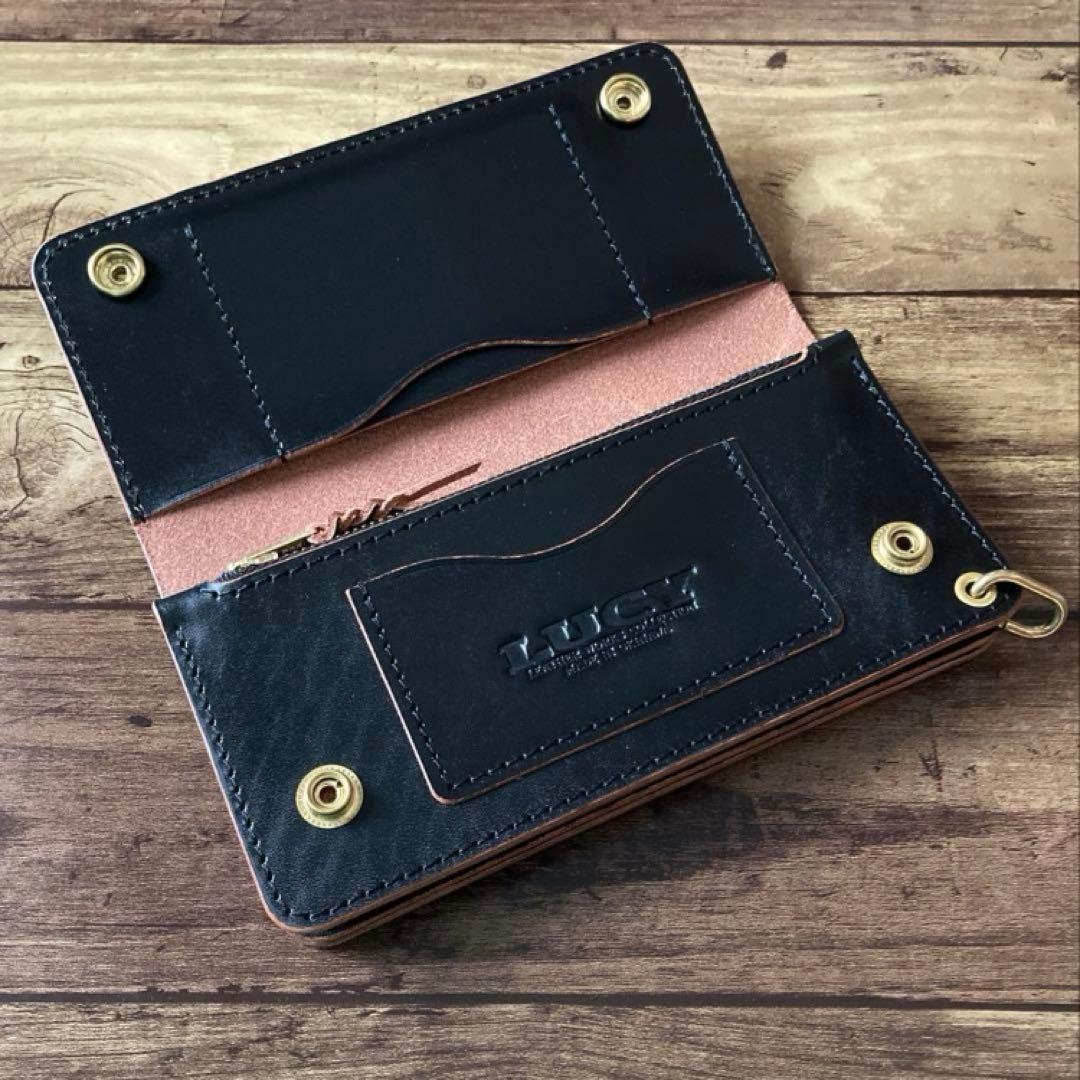 トラッカーウォレット 180（ロング）北米ステアハイド茶芯ブラック【受注生産】