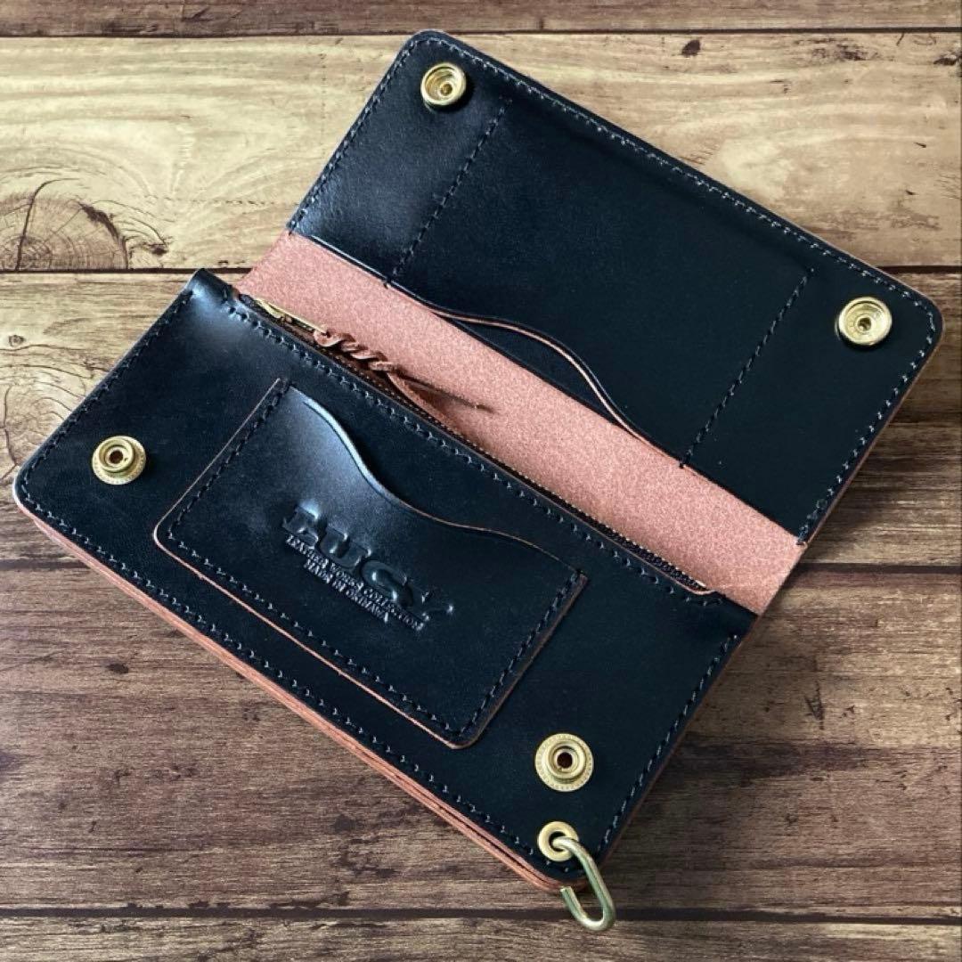 トラッカーウォレット 180（ロング）北米ステアハイド茶芯ブラック【受注生産】