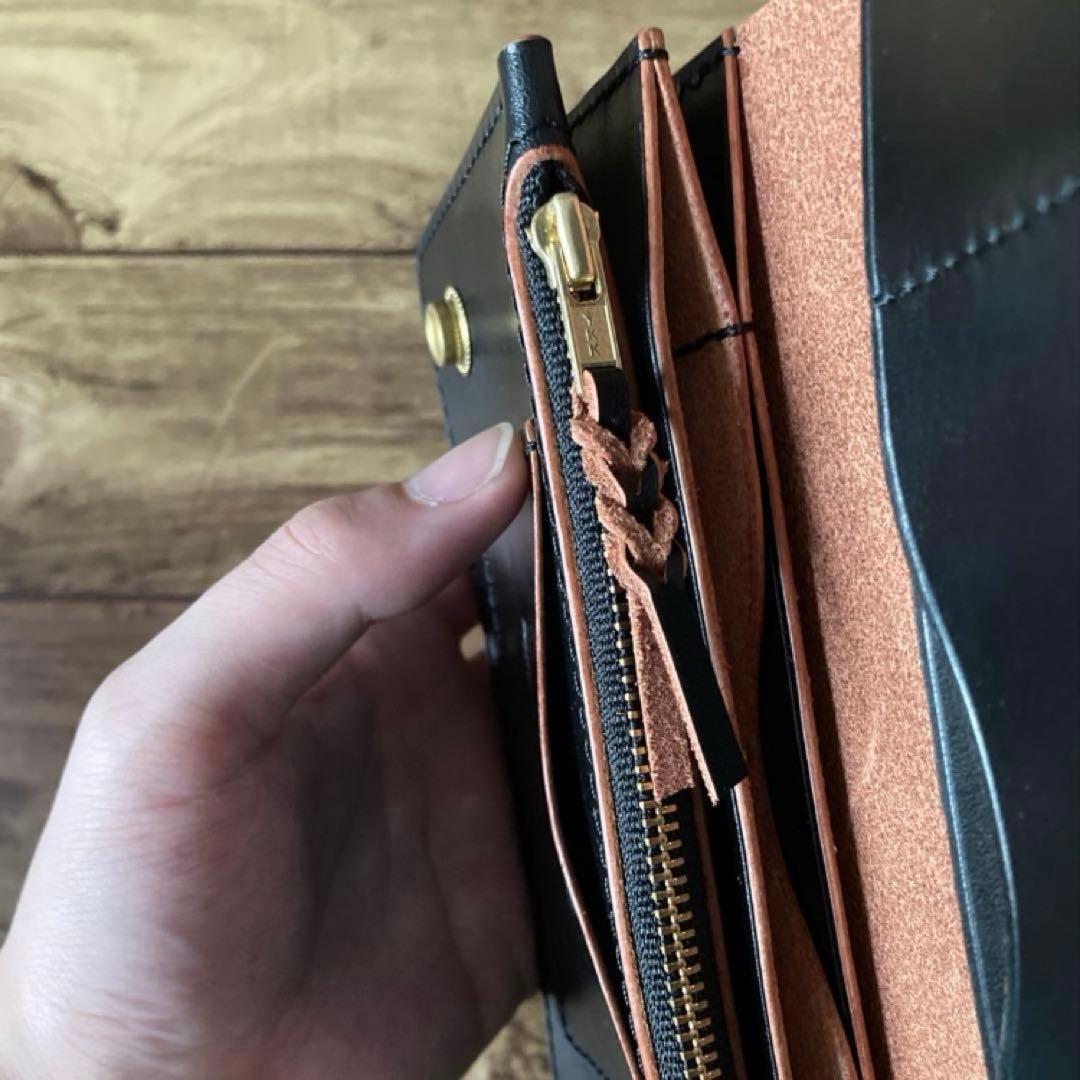 トラッカーウォレット 180（ロング）北米ステアハイド茶芯ブラック【受注生産】