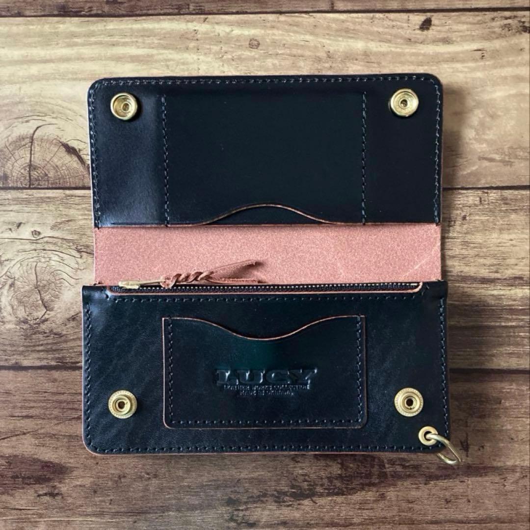 トラッカーウォレット 180（ロング）北米ステアハイド茶芯ブラック【受注生産】