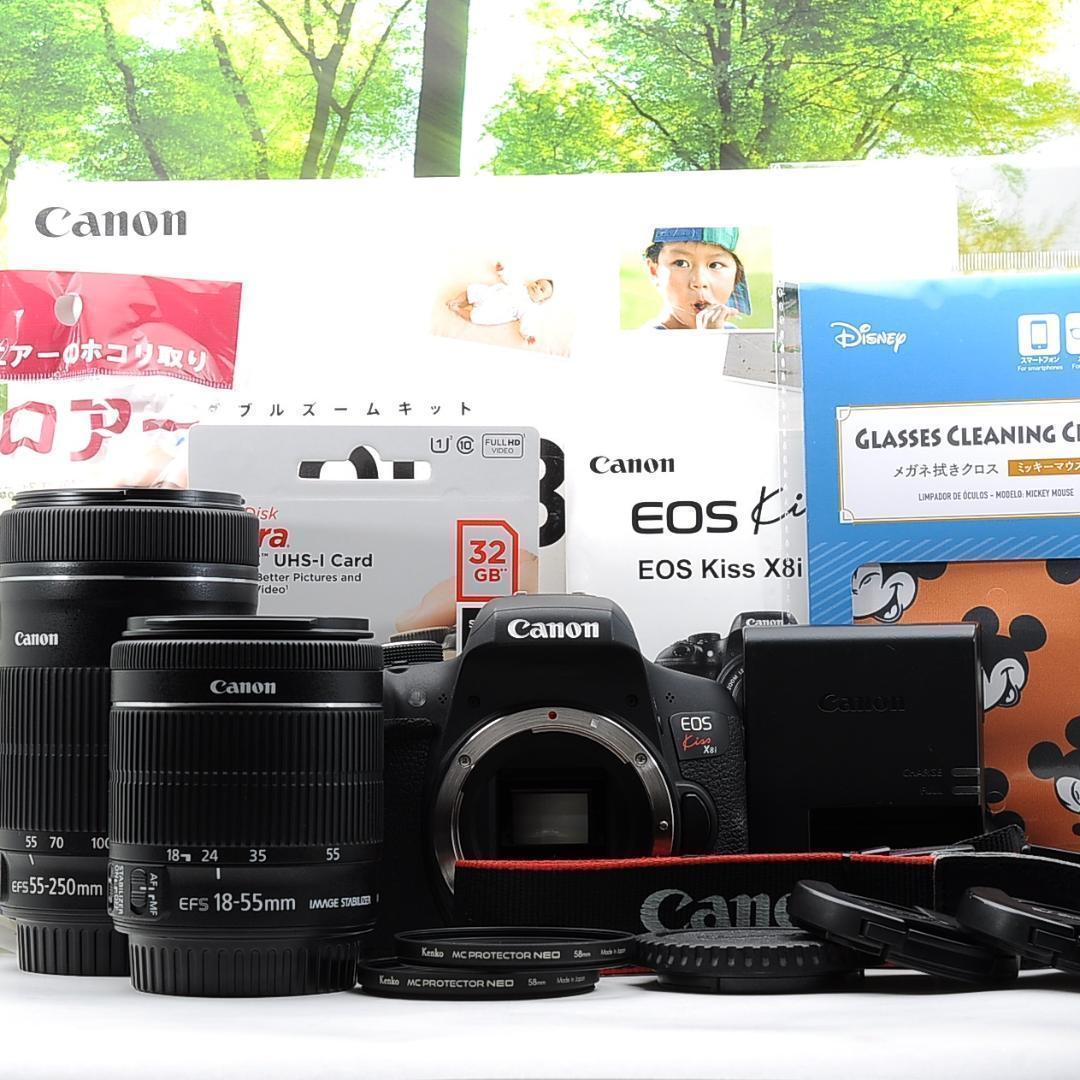 WiFi機能搭載☆Canon kiss X8i ダブルキット☆高性能一眼レフ