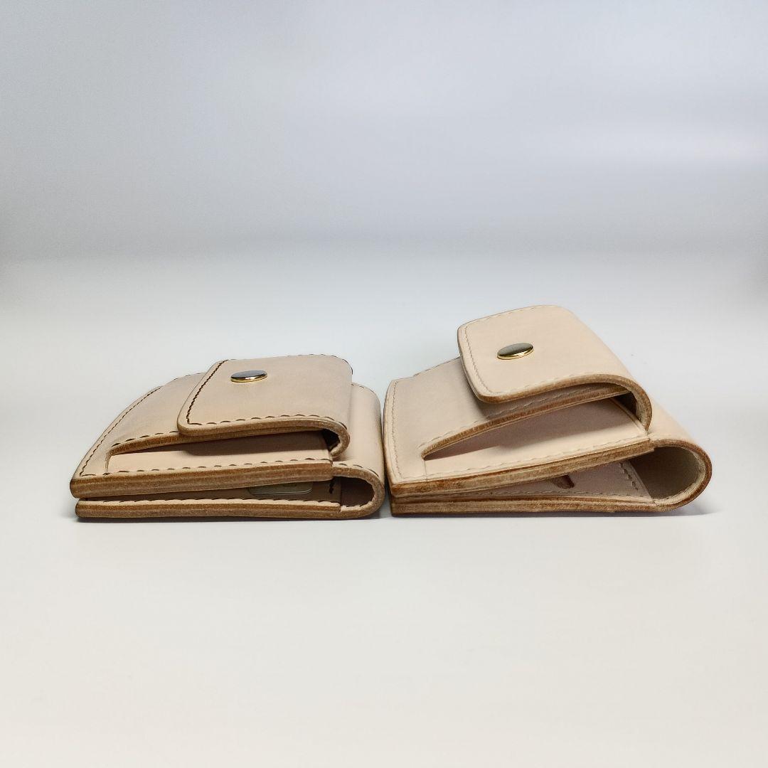 【カード4枚以上】本革コンパクト財布/二つ折り ヌメ革 ナチュラル ゲンコウ