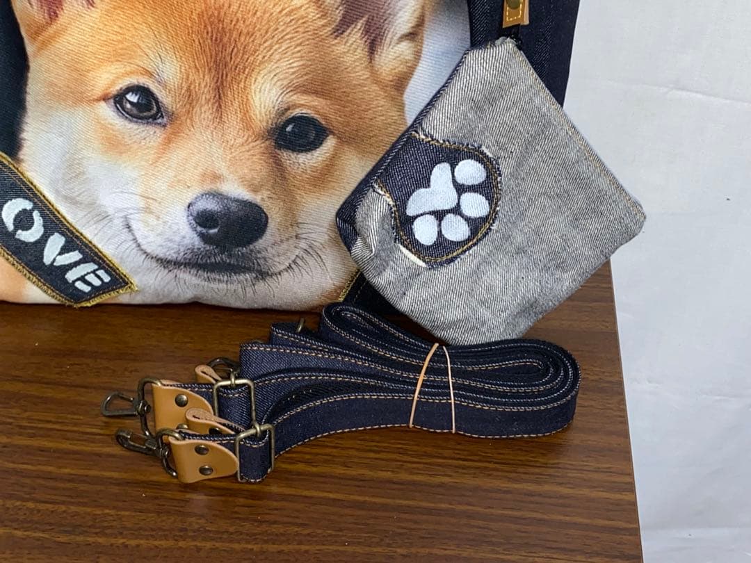 ☆ハンドメイド☆岡山デニム☆柴犬☆4wayあおりバッグ