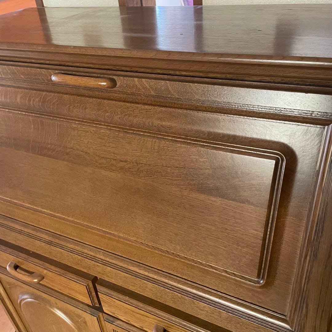 近藤工芸　ライティングビューロー 木製フラップ式デスク 引き出し付き