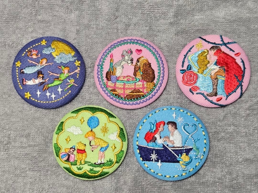 Disney ディズニー 刺繍缶バッジ 刺繍缶バッチ コンプリート15個セット