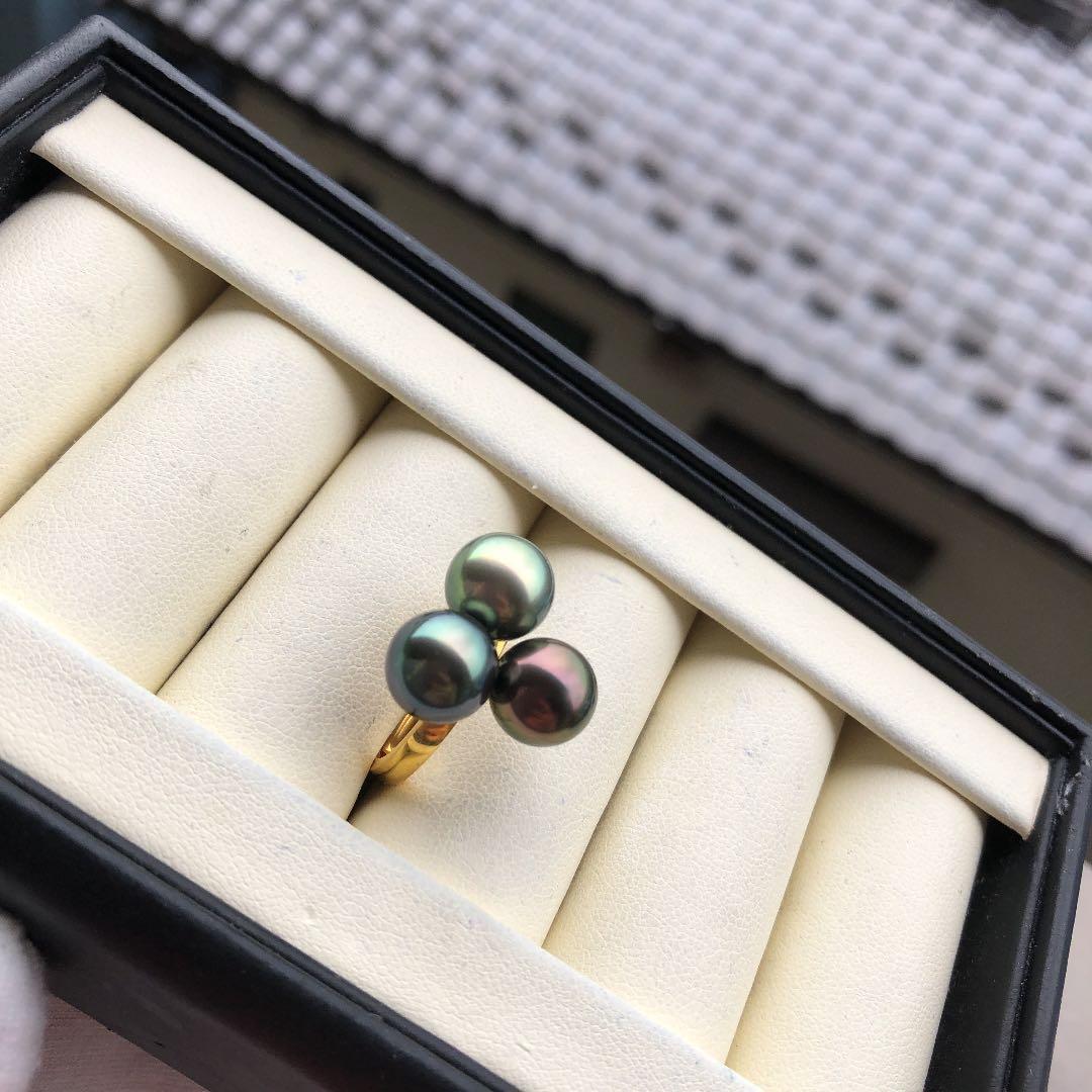 南洋黒真珠　黒蝶　タヒチパール　タヒチ真珠　リングB