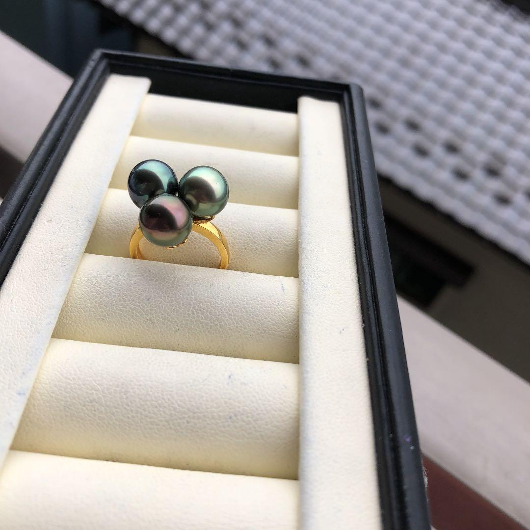 南洋黒真珠　黒蝶　タヒチパール　タヒチ真珠　リングB