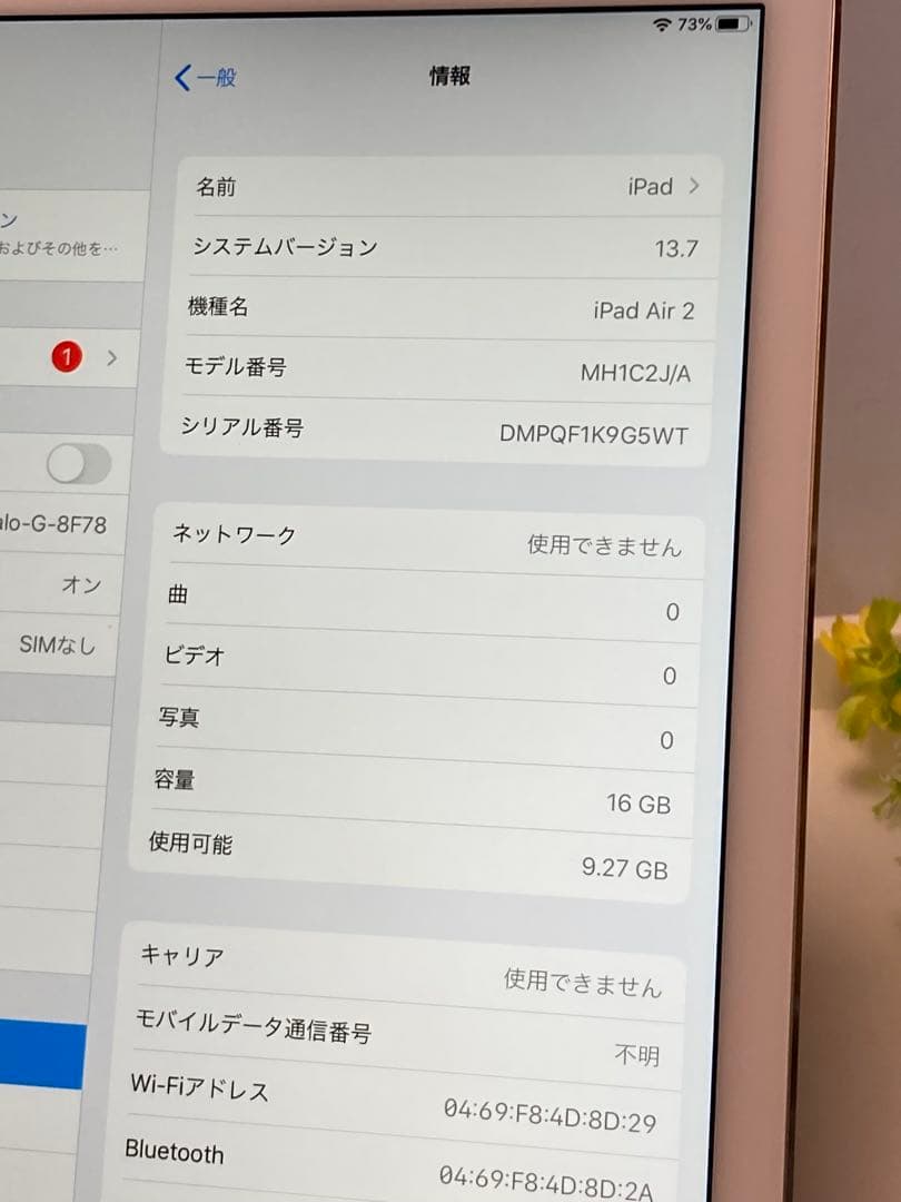 Apple iPad Air 2 wi-fi 第二世代 16GBピンクゴールド