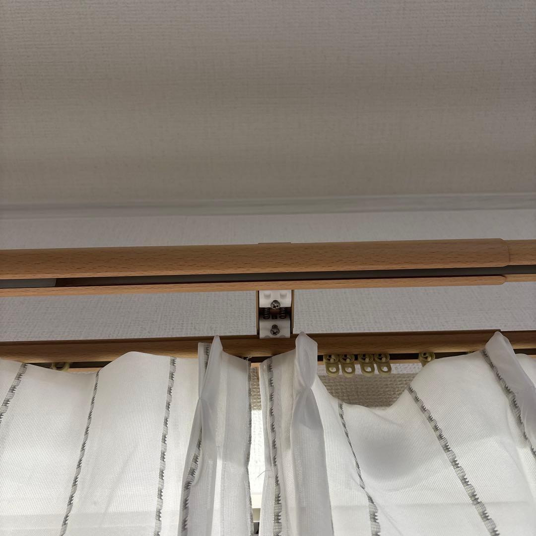 カーテン レース 木製ポール 4セット