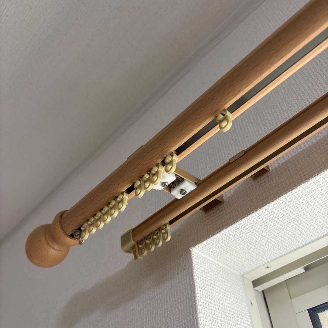 カーテン レース 木製ポール 4セット