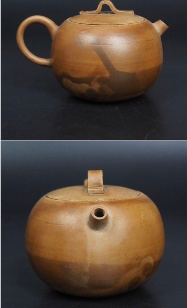 送料無料　18世紀初頭　江戸期白備前焼急須一対　箱付 ★博物館級★ 煎茶道具