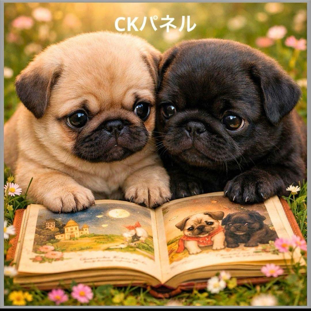 パグ、うさぎパネル生地　ハンドメイド