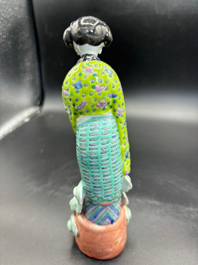 中国美術 古玩 色絵陶人形 陶器人形 高さ約20cm 置物 オブジェ 古董品