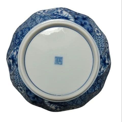 美濃焼・龍峯☆楕円皿　オードブル　2枚セット 染付　ねじり祥瑞