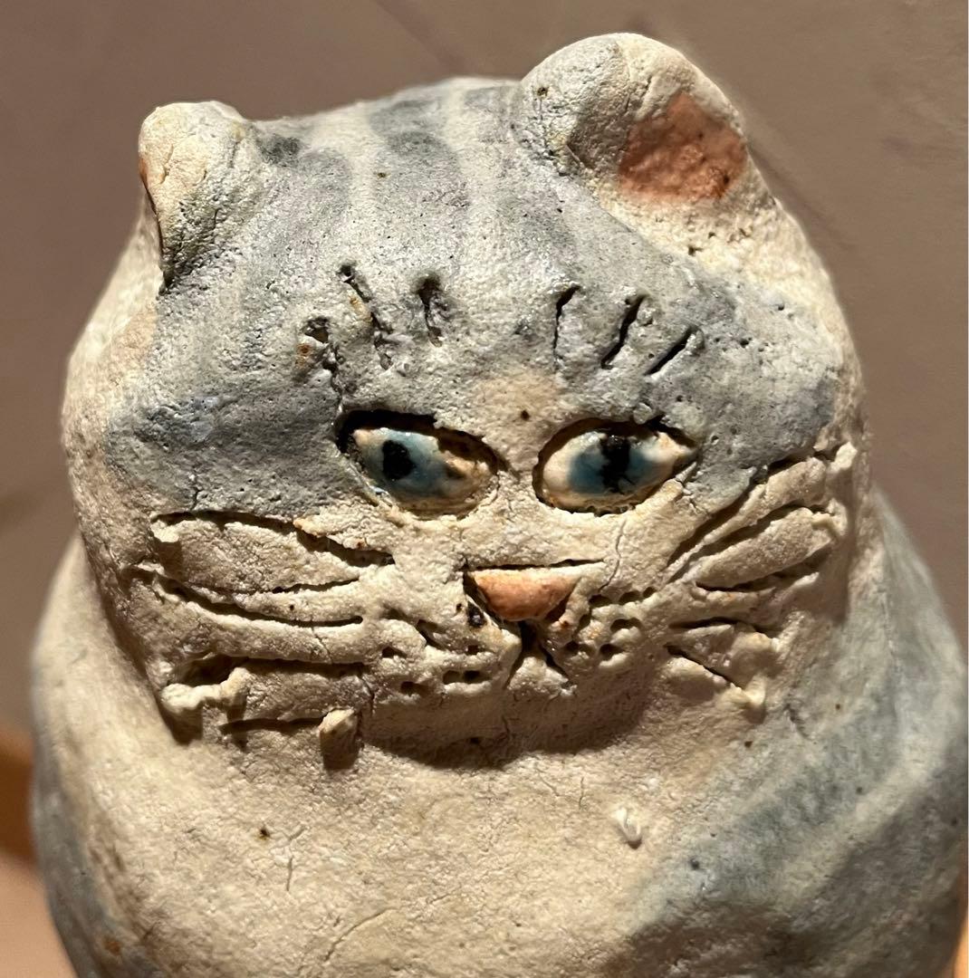前川幸市さん　猫の置物・オブジェ　大きめ　幸生窯
