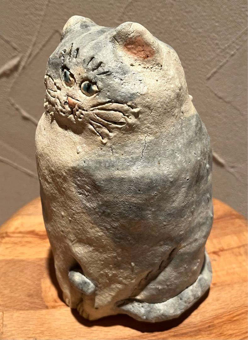 前川幸市さん　猫の置物・オブジェ　大きめ　幸生窯
