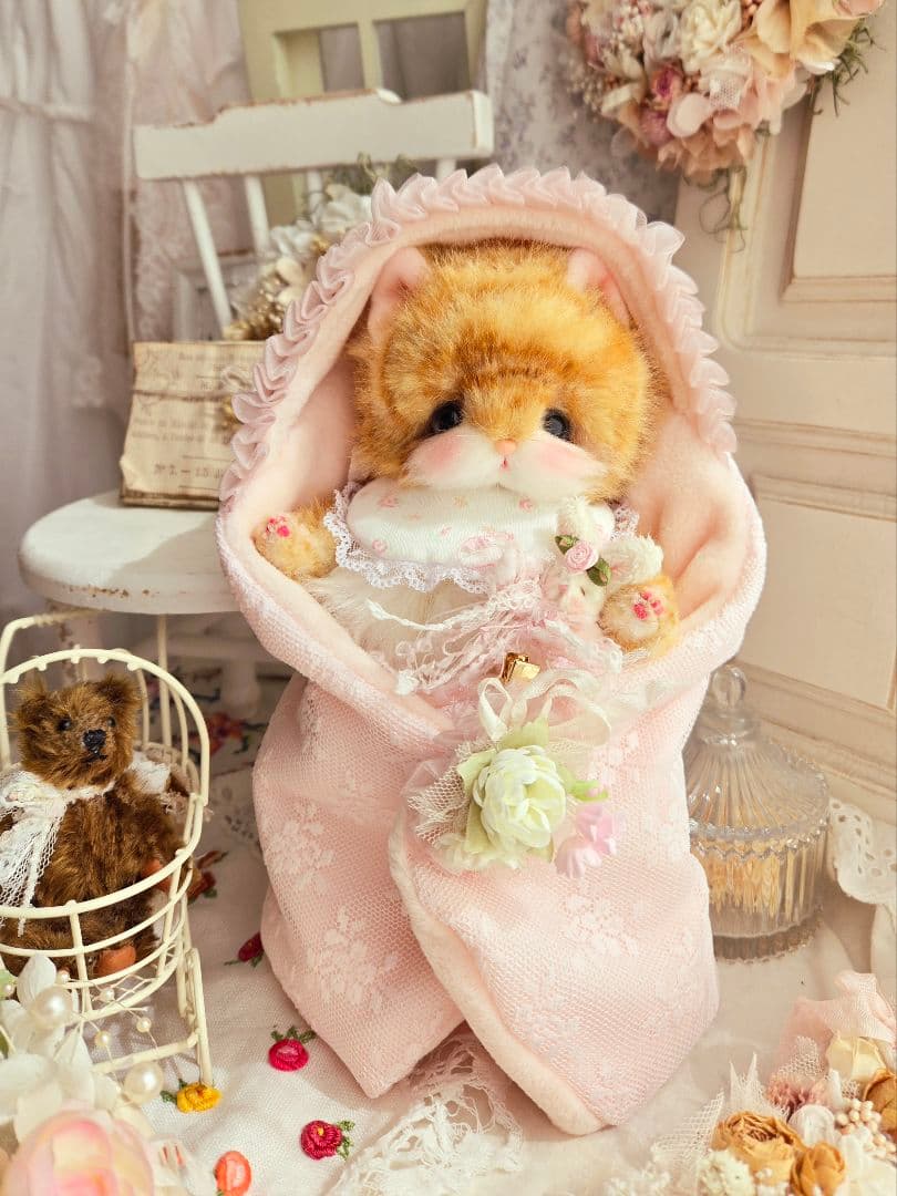 ꫛꫀꪝ✧‧˚babyちゃとらねこちゃん♡おくるみ付き♪テディベア