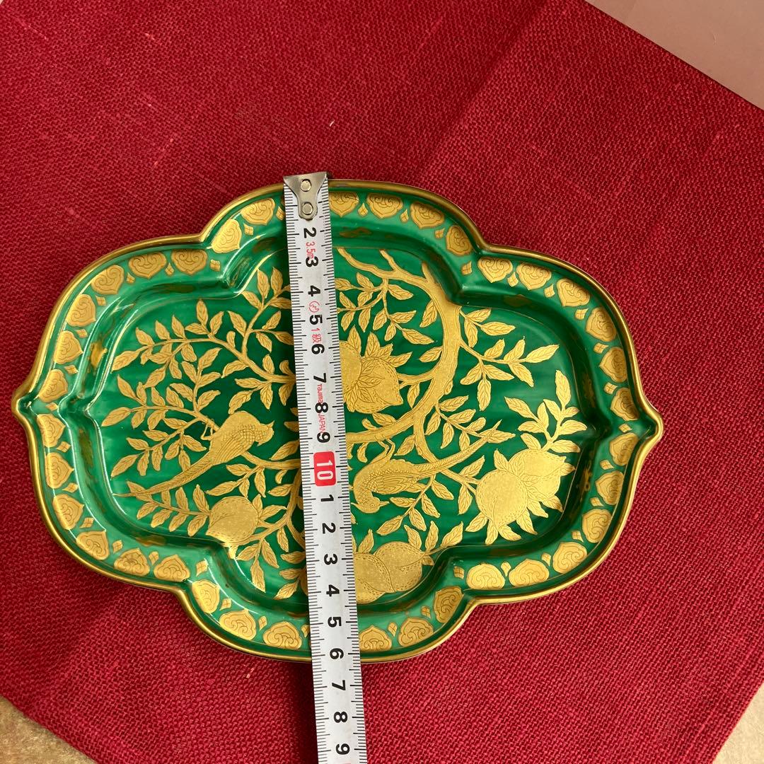 有田焼金蘭桃雉柄皿