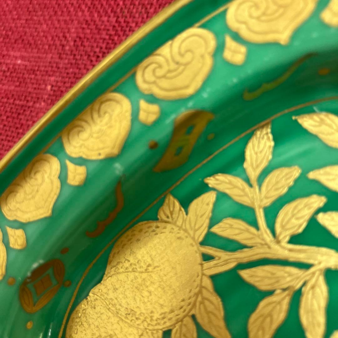 有田焼金蘭桃雉柄皿