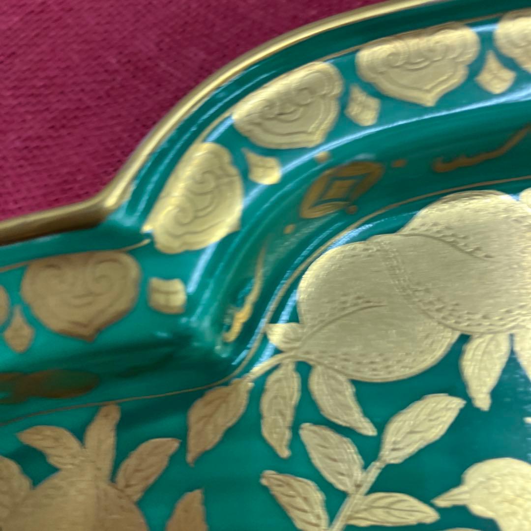 有田焼金蘭桃雉柄皿