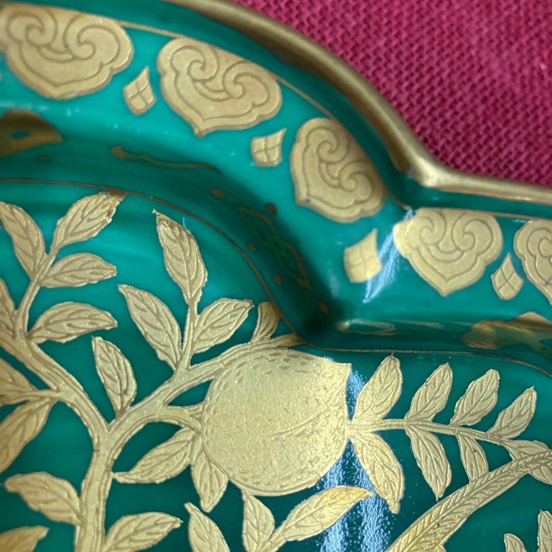 有田焼金蘭桃雉柄皿