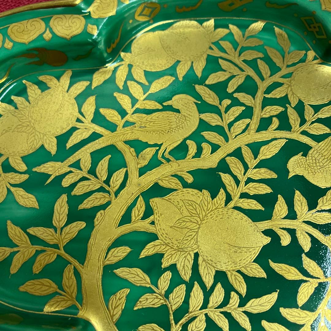 有田焼金蘭桃雉柄皿