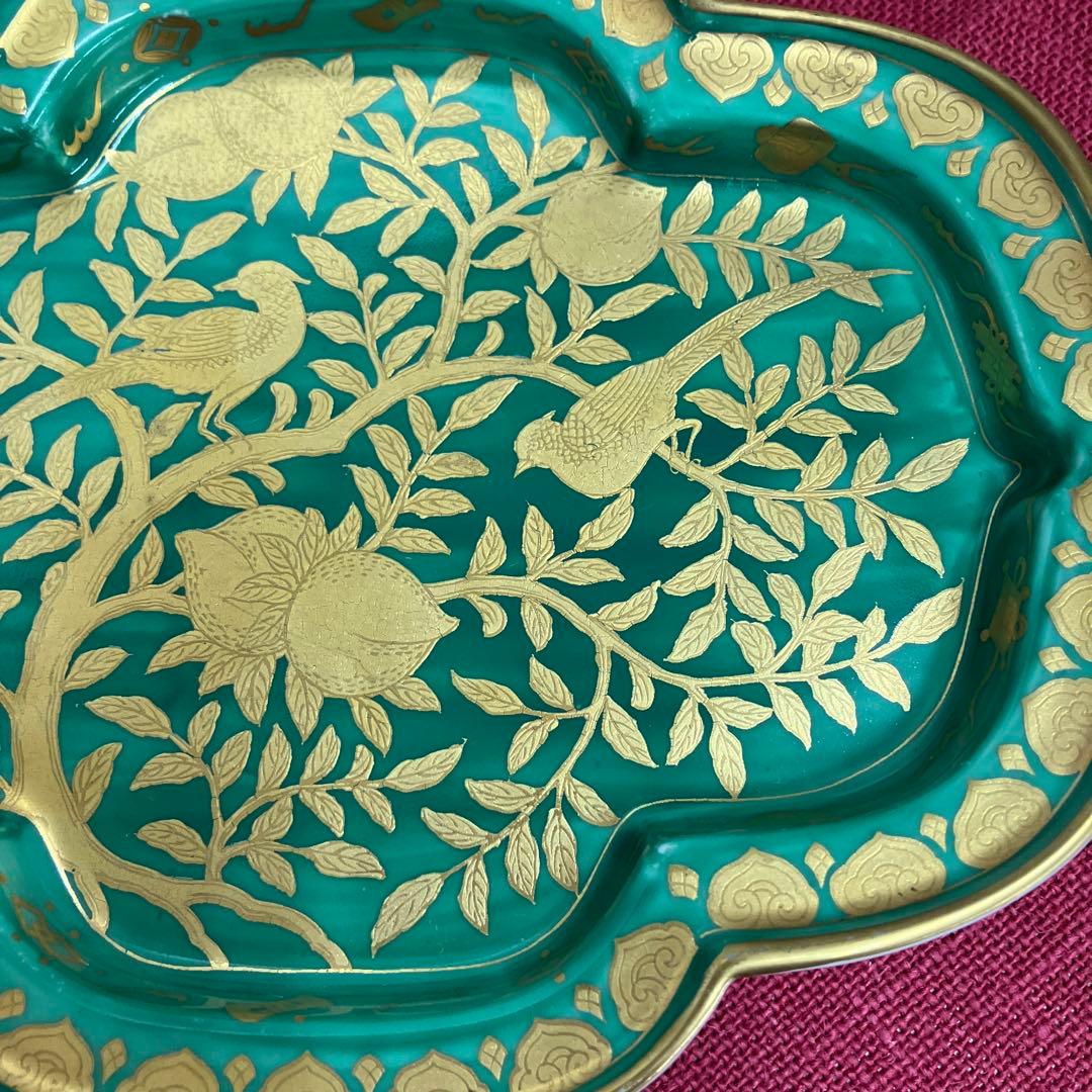 有田焼金蘭桃雉柄皿