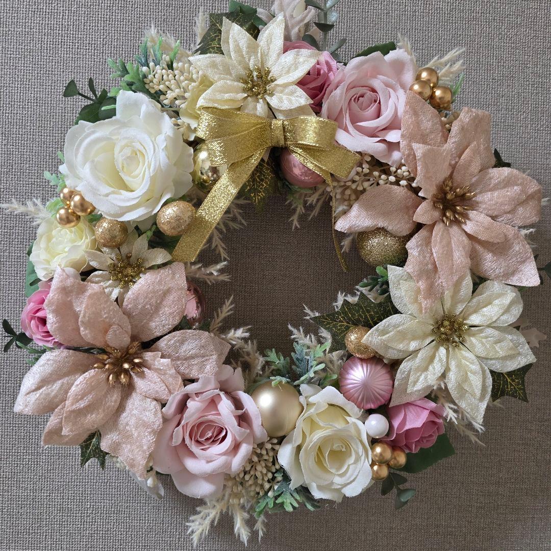 【専用】フラワーリース 秋麗9 咲き誇る花たち 秋色 玄関リース 造花