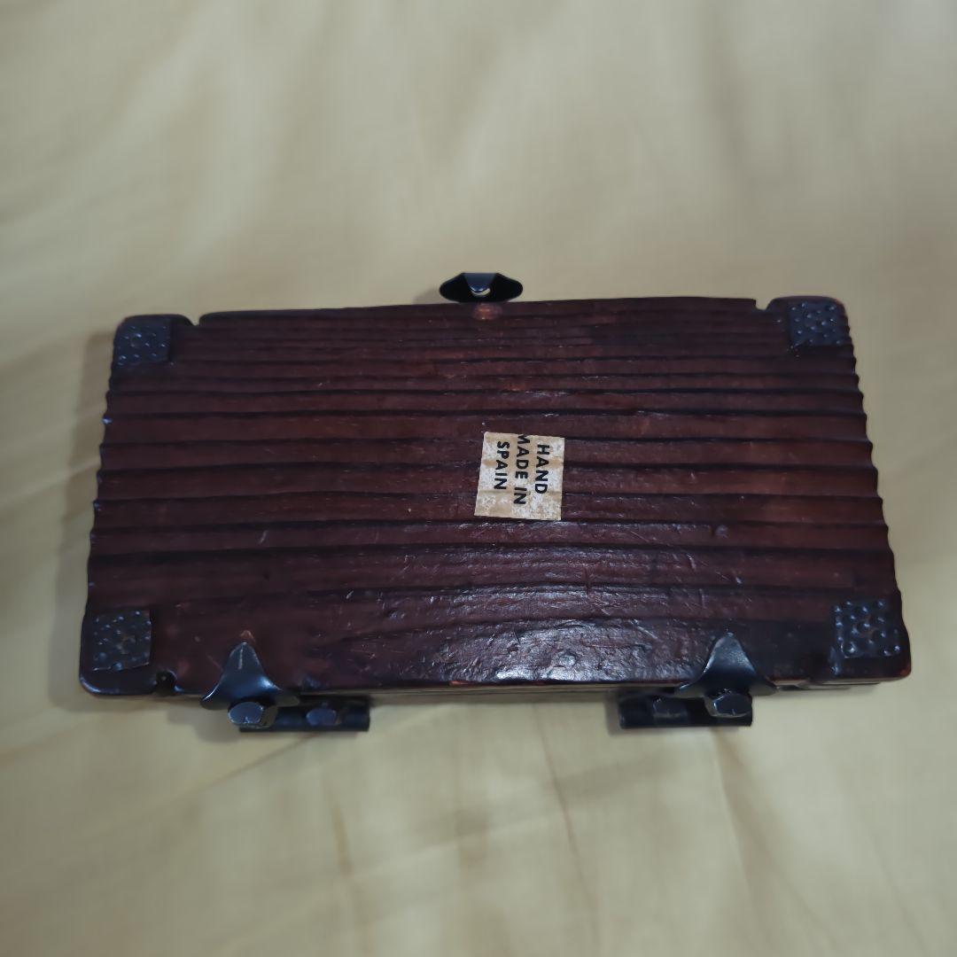 【良品2個セット】スペイン製 木製 小物入れ　アクセサリーケース　飾り鋲　木箱