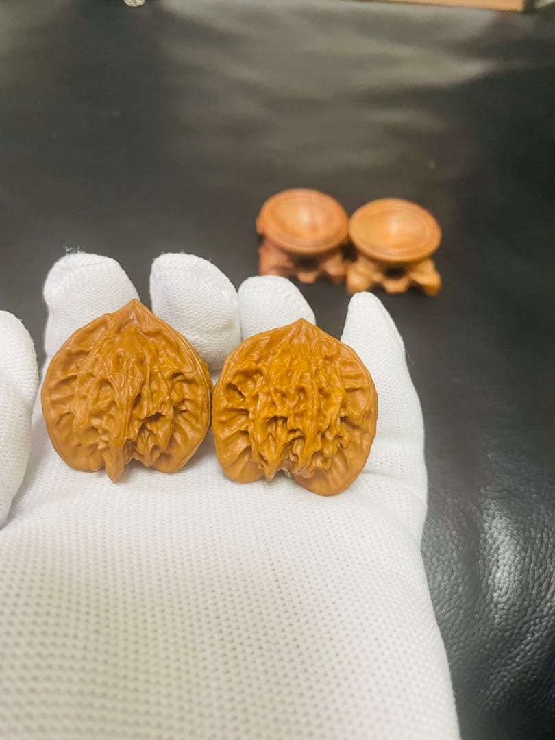 ❤️新入荷No.620 文玩核桃 盘山 三ムキ(ベンツマーク)文玩袋ブラシセット