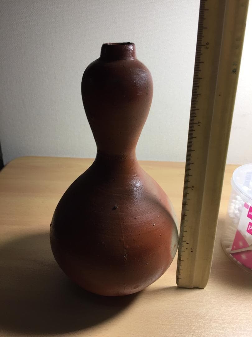 伊勢崎淳 人間国宝 備前焼 火襷 瓢箪型 花生 花瓶 花入 茶道具 艶々の肌