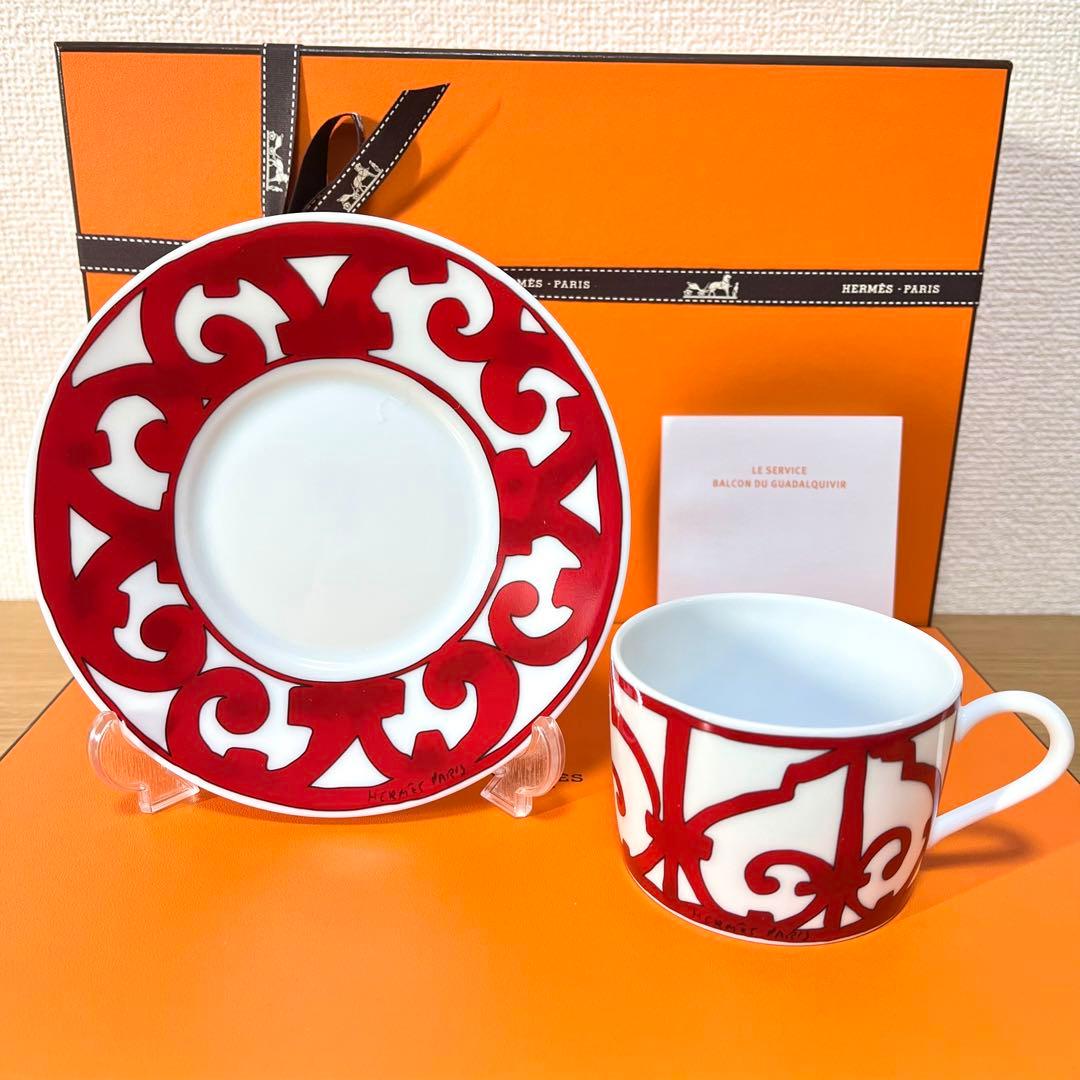 【新品 2客 ギフト包装】エルメス ガダルキヴィール ティーカップ&ソーサー
