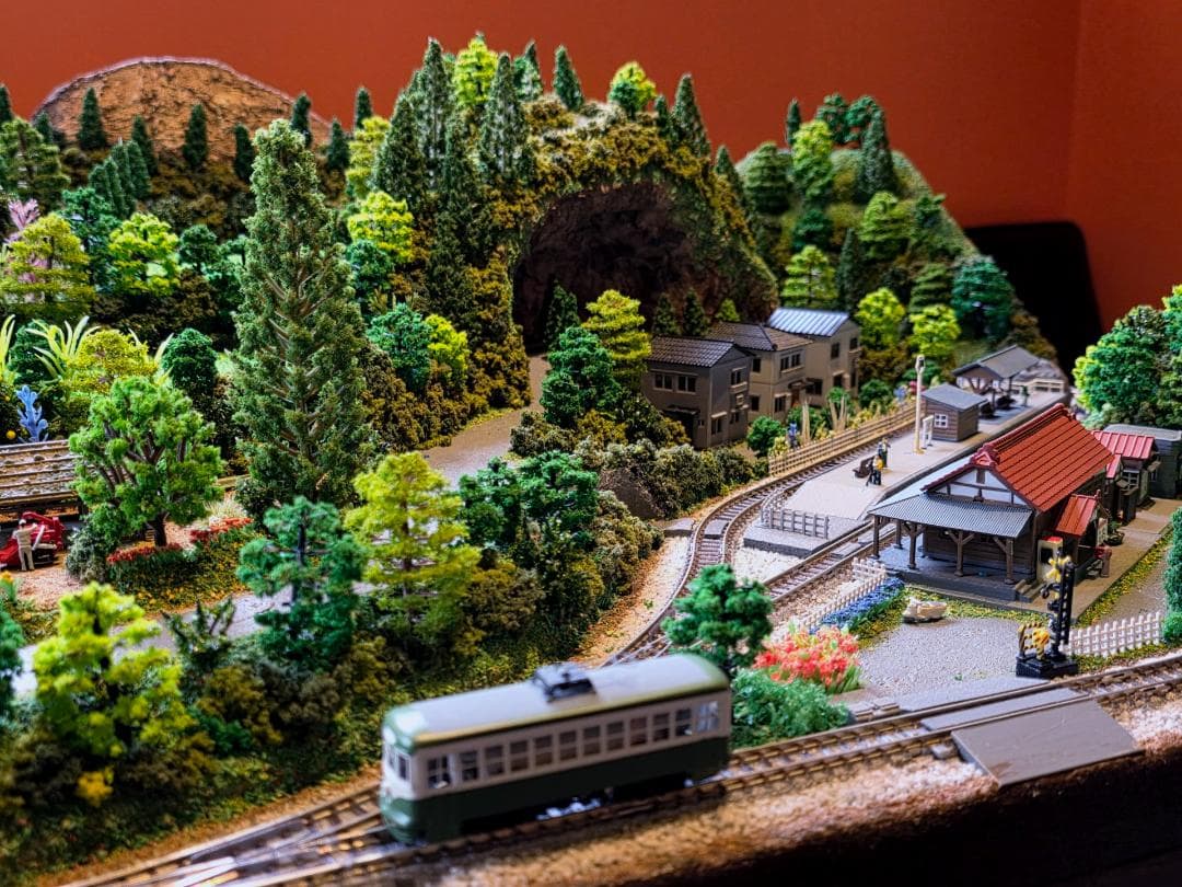 Nゲージ鉄道模型 田園風景 ジオラマ完成品　ポイント難あり