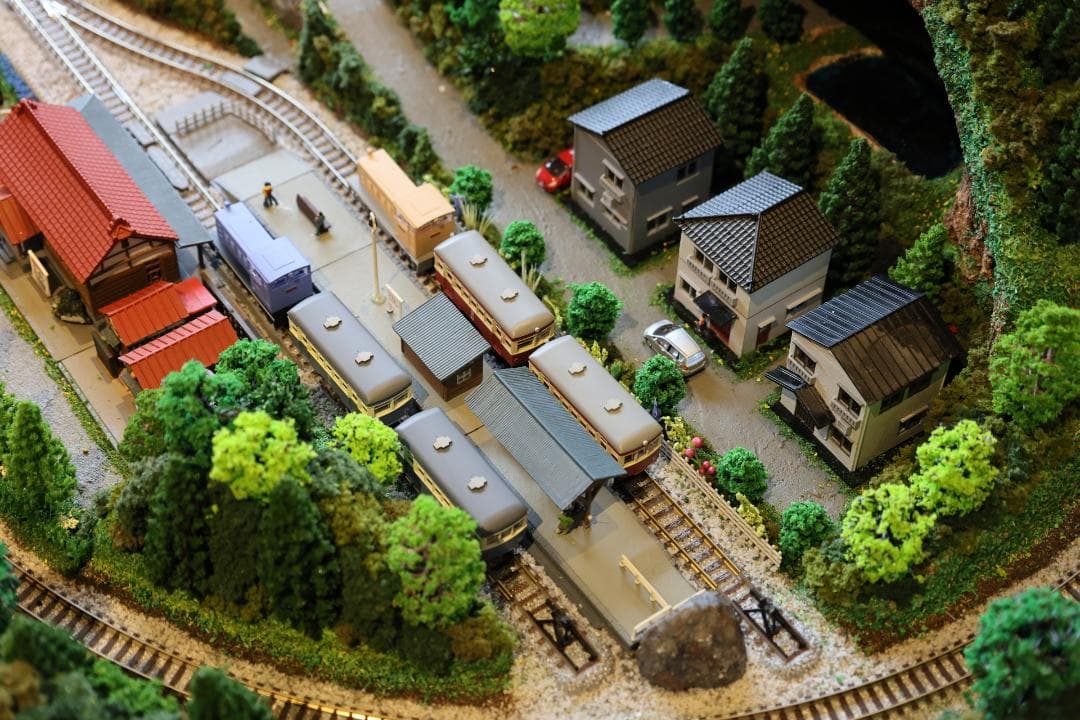 Nゲージ鉄道模型 田園風景 ジオラマ完成品　ポイント難あり